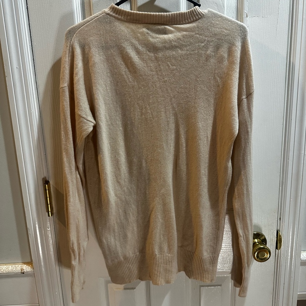 2ndday 100% Cashmere Pullover Sweater Button Accents Light Beige Medium - Picture 4 of 7
